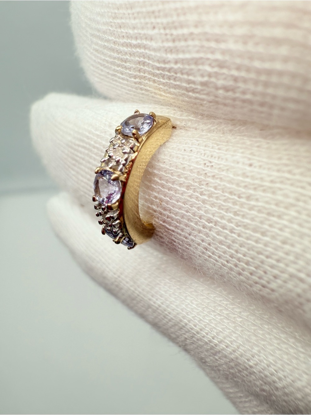 10k Solid Gold Tanzanite Huggie Earring - Elegant Women's Jewelry